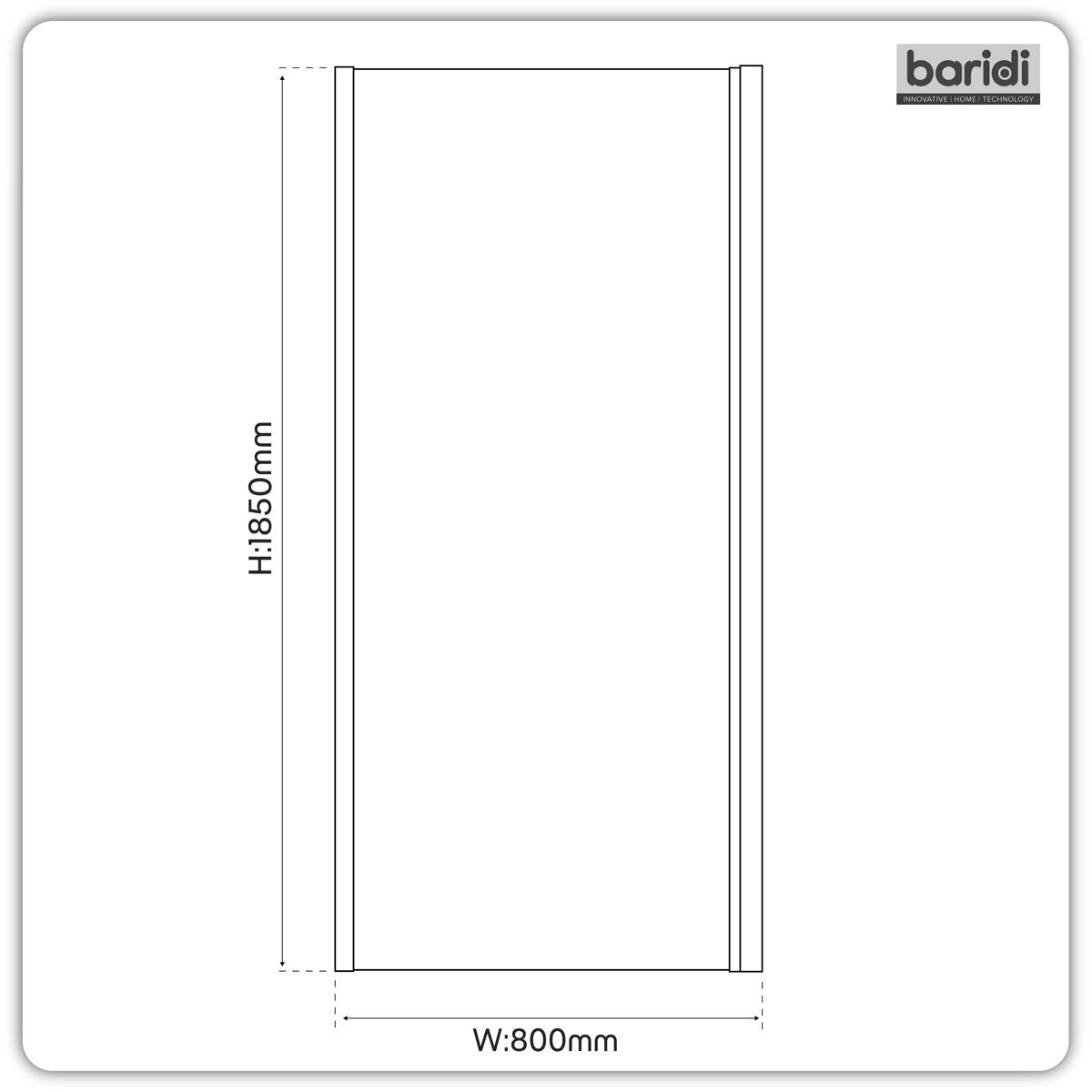 Baridi Side Panel for Sliding Shower Doors, 6mm Tempered Glass - Black DH297