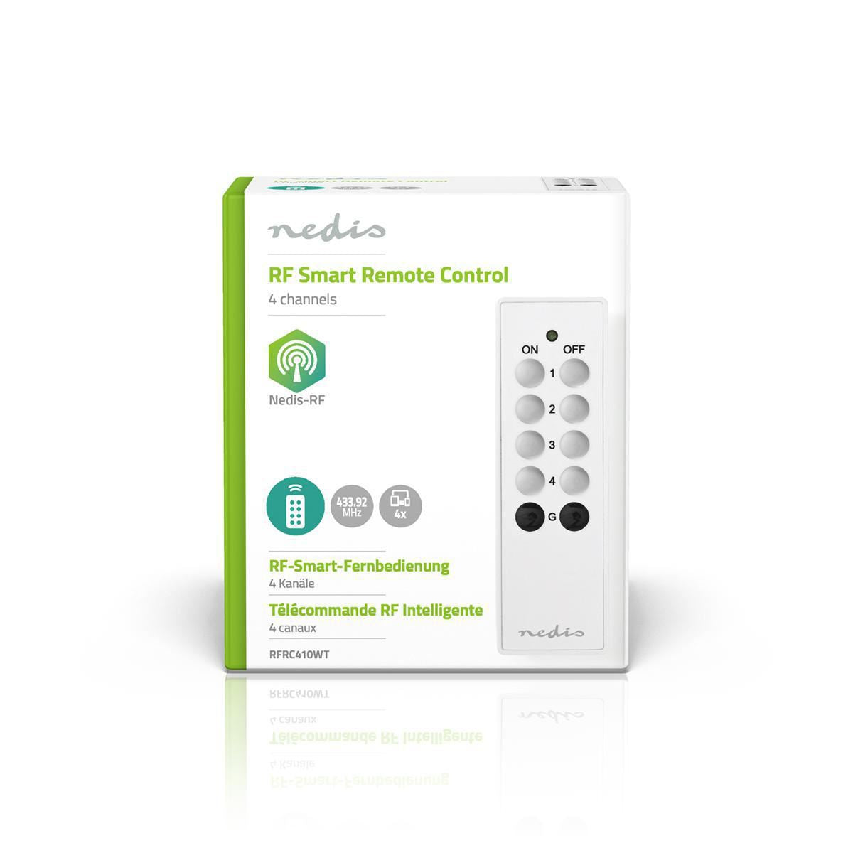 Nedis RF Remote 4 Channels Compatible with most  433.92MHz systems - RFRC410WT