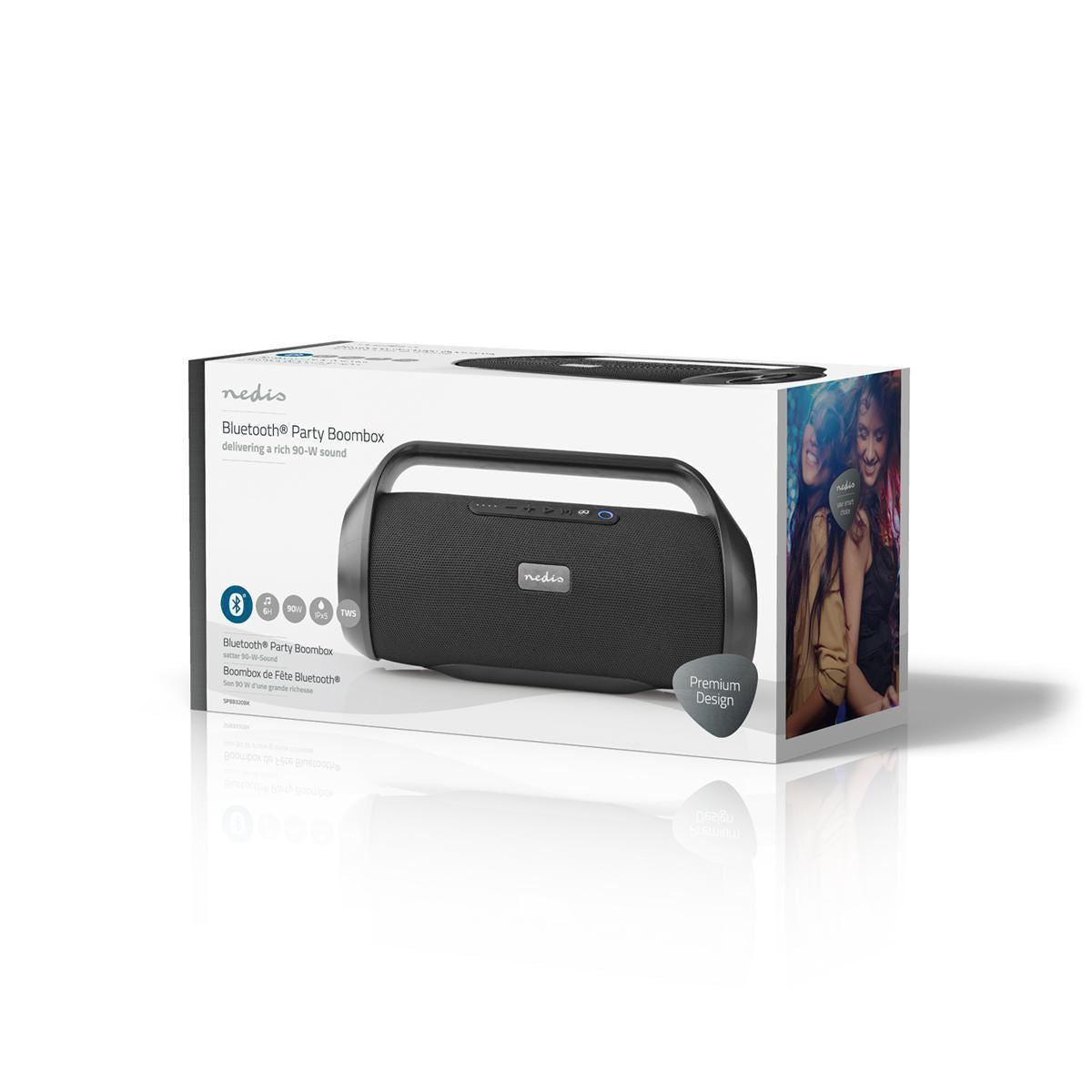 Nedis Party Boombox 6 Hours Playtime Bluetooth® TWS Carrying Handle Black - SPBB320BK
