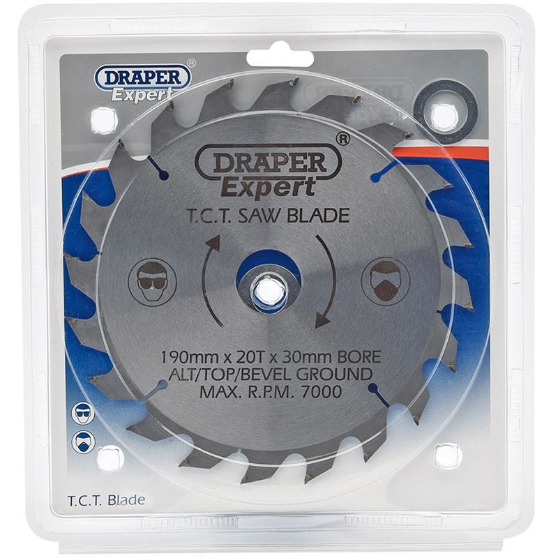 Draper 1x Expert TCT Saw Blade 190x30mmx20T Garage Professional Standard Tool - 09474