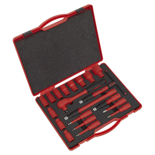Sealey Insulated Socket Set 20pc 1/2"Sq Dr WallDrive VDE App. AK7941
