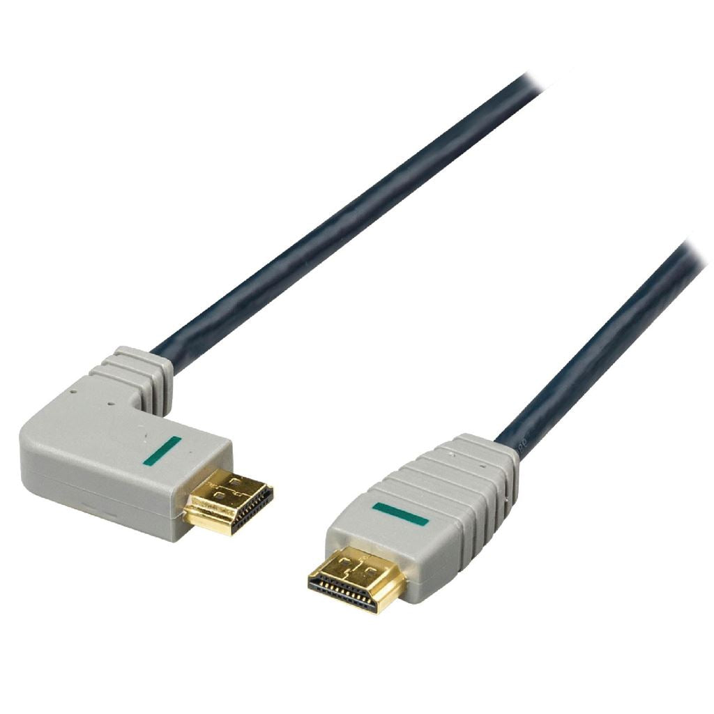 Bandridge High Speed HDMI Cable with Ethernet HDMI Connector to HDMI Connector (right-angled) 2m blue