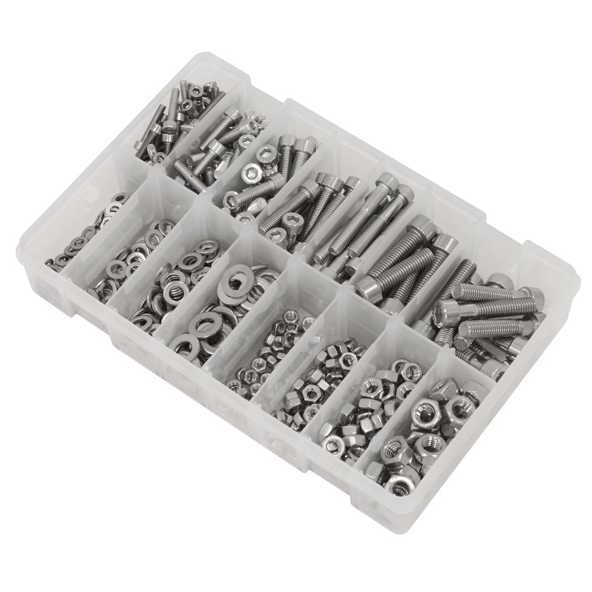 Sealey Stainless Steel Hex Socket Bolt, Washer & Nut Assortment 710pcs AB0710SS