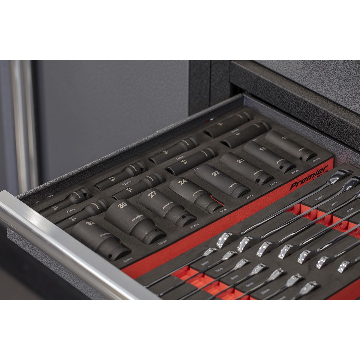 Sealey Premier Impact Socket Set with Tool Tray 1/2"Sq Drive 22pc TBT46