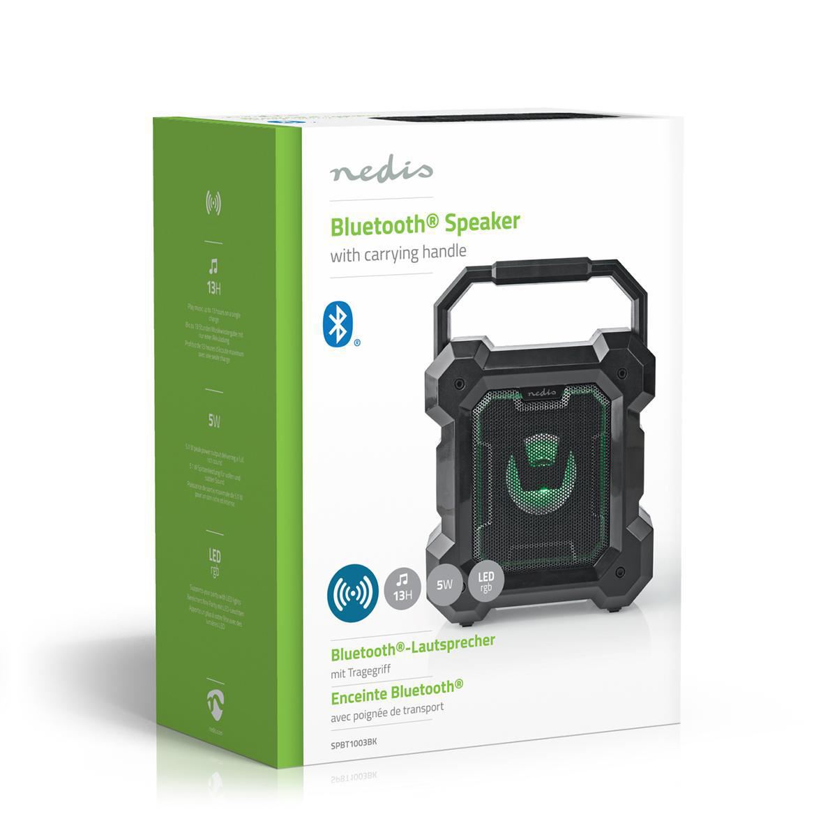 Nedis Bluetooth Speaker Battery play time up to 13 Hours 5W Mono & Microphone - SPBT1003BK
