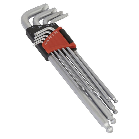 Sealey Ball-End Hex Key Set 9pc Lock-On Imperial AK7181
