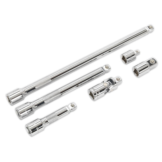 Sealey Wobble/Rigid Extension Bar, Adaptor & UJ Set 6pc 3/8"Sq Dr AK7690