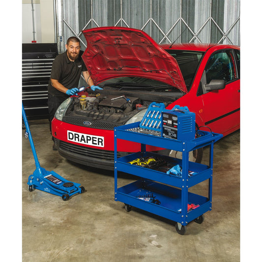 Draper 07630 Workshop Warehouse Tool Order Picking Trolley Wheels 3 Shelf Cart