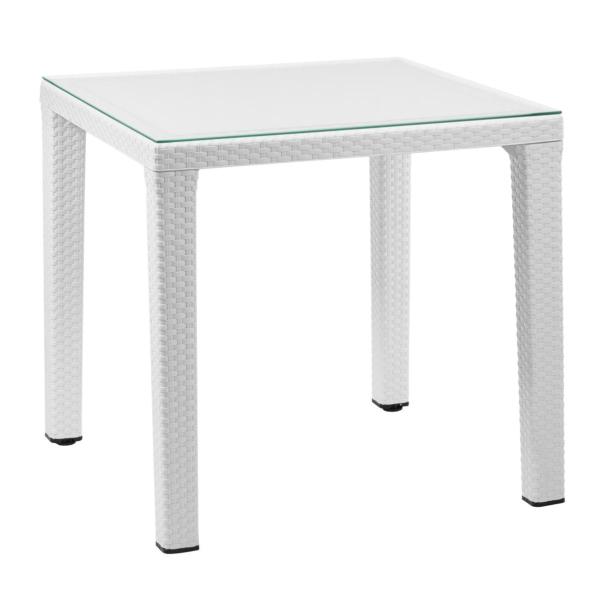 Sealey Dining Table Weather Resistant, Glass Top 80x80cm White DG208