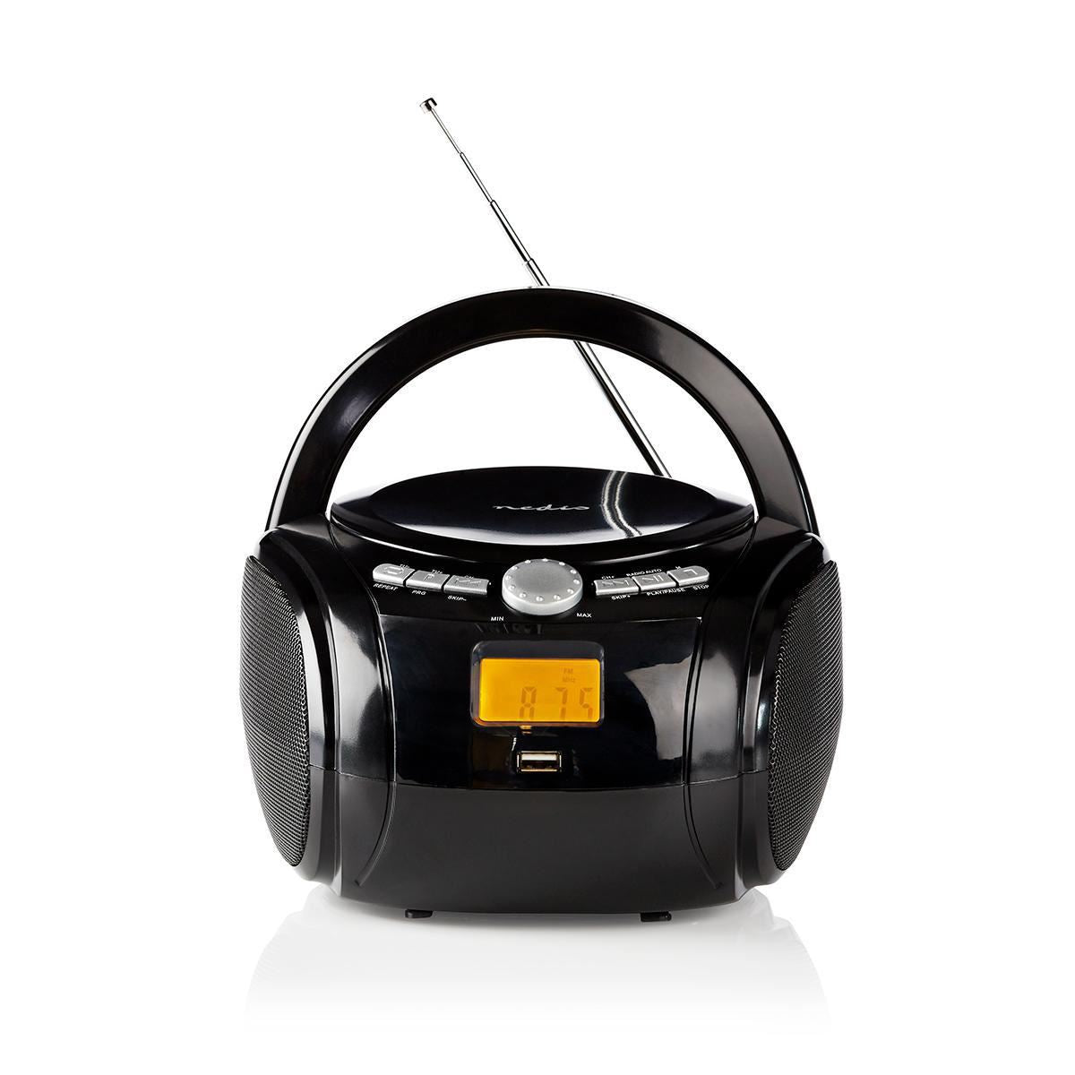 Nedis Boombox 9W Bluetooth® CD Player/FM Radio/USB/Aux Black