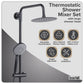 Baridi Thermostatic Shower Mixer Set, 20cm Round Head, Adjustable Rail - Black