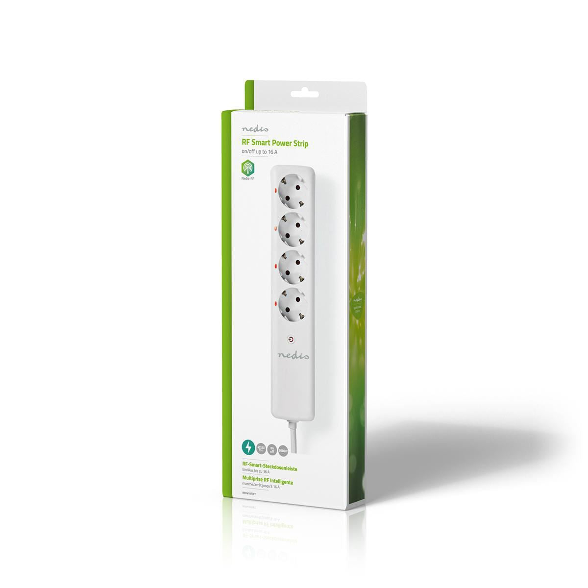 Nedis RF Power Strip 4x Schuko Type F 3680W European Extension Lead - RFP410FWT
