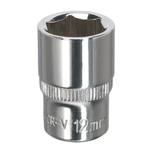 Sealey WallDrive Socket 12mm 1/4"Sq Drive Fully Polished SP1412