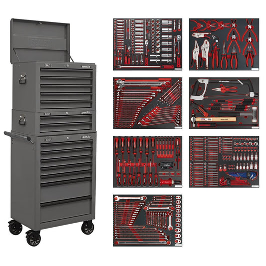 Sealey Superline Pro Tool Chest Combination 14 Drawer with 446pc Tool Kit - Grey