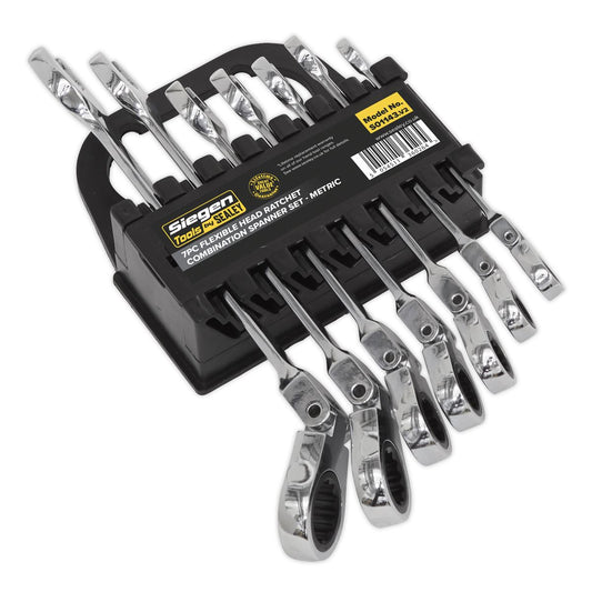 Sealey Flexible Head Ratchet Combination Spanner Set 7pc Metric S01143
