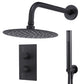 Baridi Concealed Thermostatic Shower Set, 20cm Round Head & Hand Shower - Black