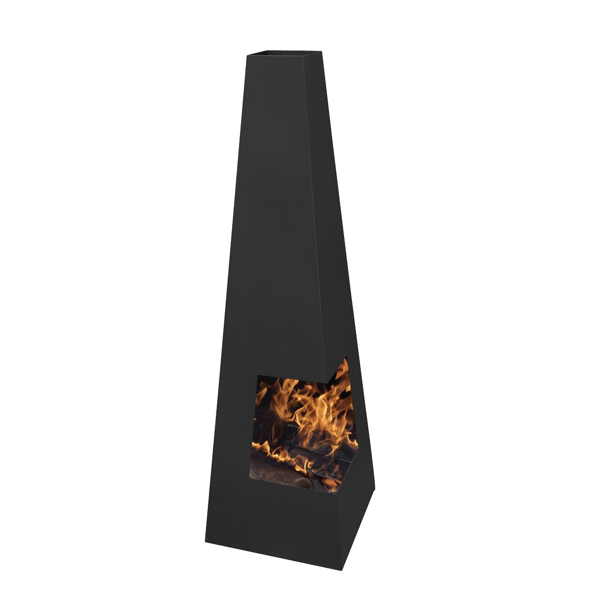 Dellonda Chiminea, Wood Burner, Heater for Outdoors W45cm x H150cm - Black Steel DG105