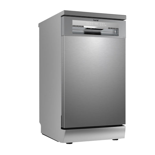 Sealey Baridi Slimline Freestanding Dishwasher, 45cm Wide with 10 Place Settings, 8 Programs & 5 Functions, LED Display, Silver DH166