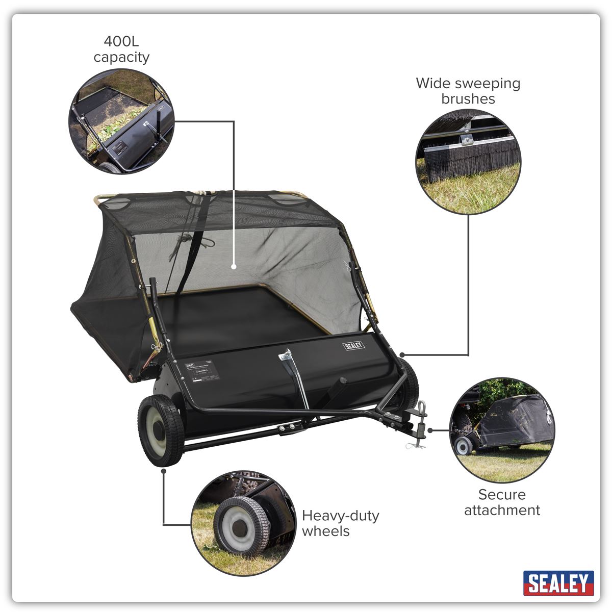 Sealey 42" Tow-Behind Lawn Sweeper SLS42T