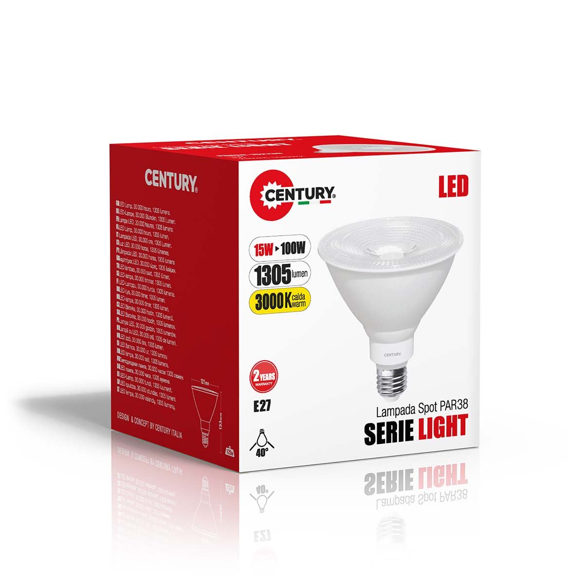 Century LED-Lamp E27 PAR38 15 W 1305 lm 3000 K PAR38-152730