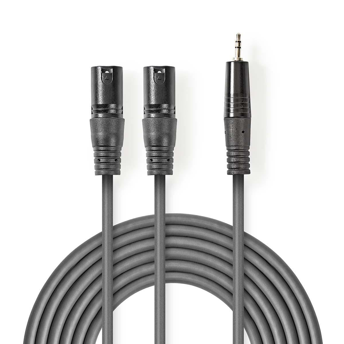 Nedis XLR Audio Cable 2x XLR 3-Pin Male to 3.5mm Male 1.5m Grey COTH15310GY15