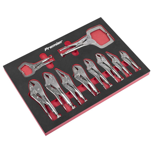 Sealey Premier Locking Pliers Set with Foam Tray 10pc AK6802