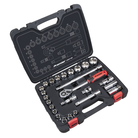 Sealey Socket Set 26pc 1/2"Sq Drive Lock-On 6pt Metric AK27482