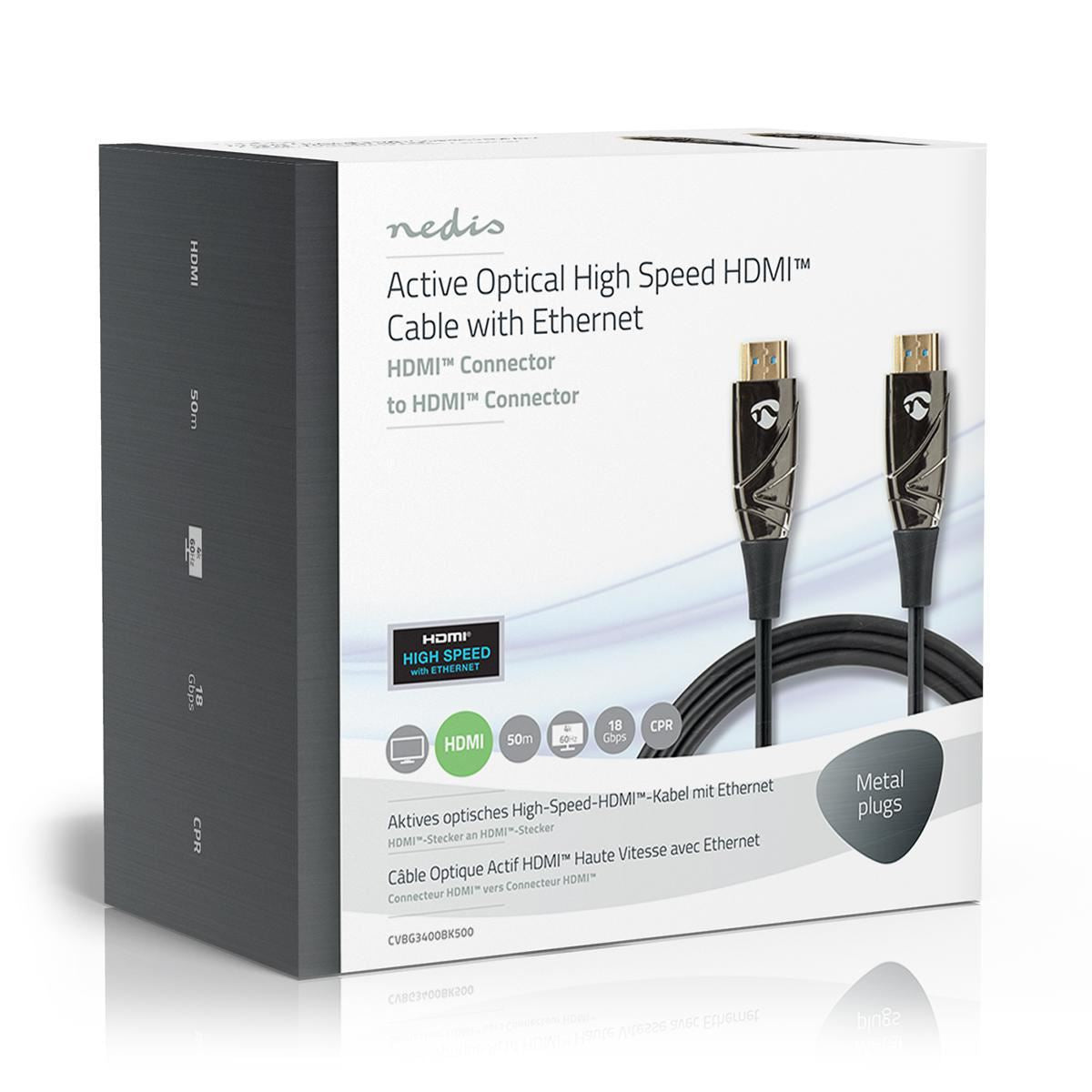 Nedis Active Optical High Speed HDMI Cable with Ethernet HDMI Connector HDMI 50m - CVBG3400BK500