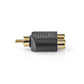 Nedis Subwoofer Adapter RCA Male to 2x RCA Female 10 pieces Black CAGP24940BKG