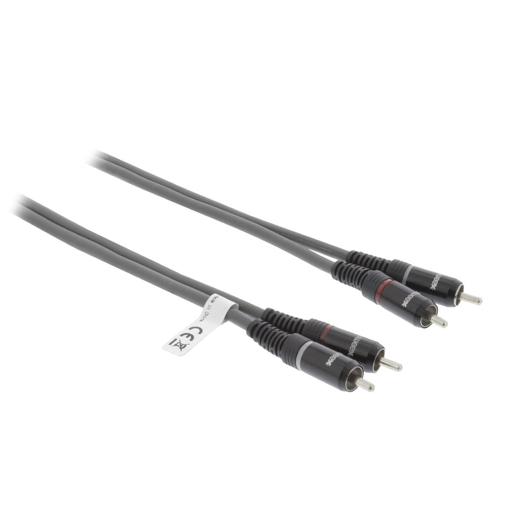 Sweex Stereo Audio Cable 2x RCA Male to 2x RCA Male 3m Dark Grey SWOP24200E30 - COTH24200GY30