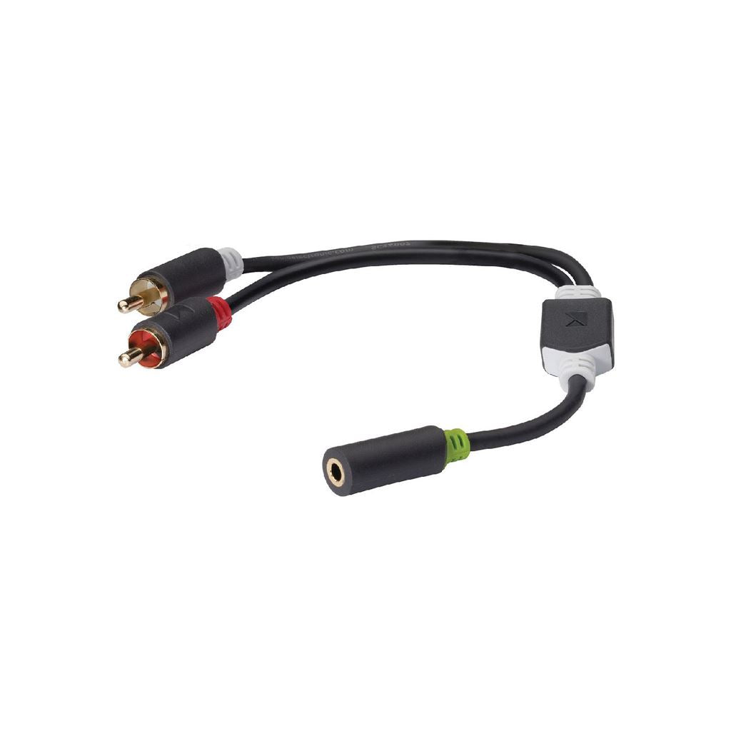 Konig Stereo audio adapter cable 2x RCA male to 3.5mm female 0.20m grey - CABW22255AT02
