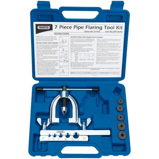 Draper 51762 Car Plumbing Brake Pipe Flaring Kit Flare Tool Installation Kit Set