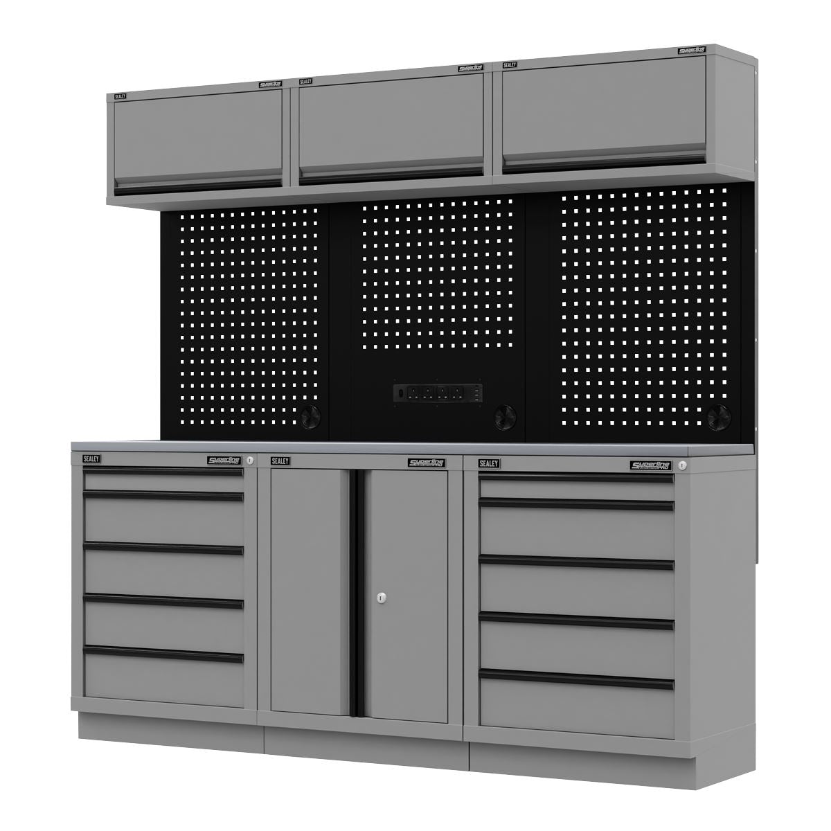 Sealey Superline Pro Black Edition Storage System with Stainless Worktop 2.04m