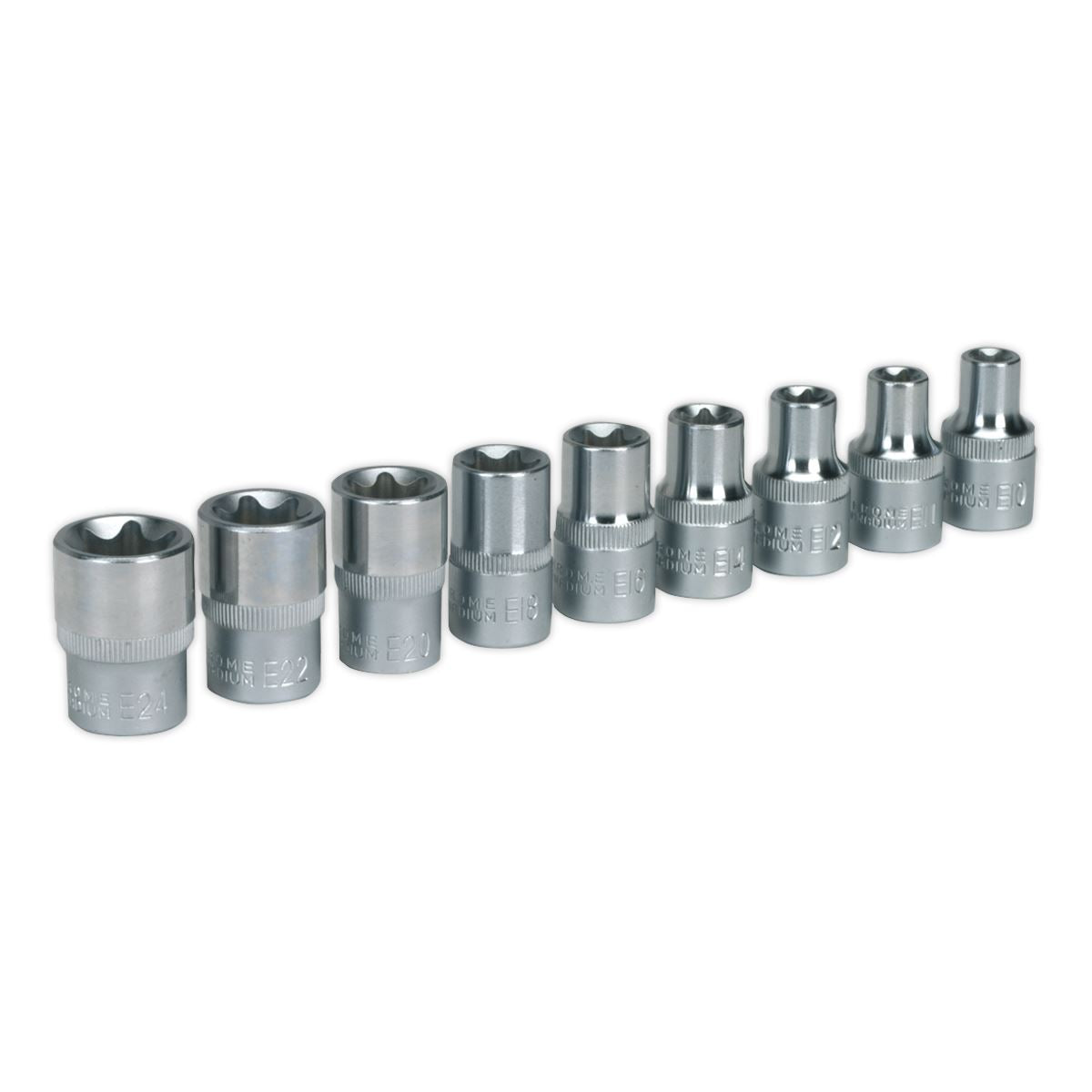 Sealey TRX-Star* Female Socket Set 9pc 1/2"Sq Drive E10-E24 AK230