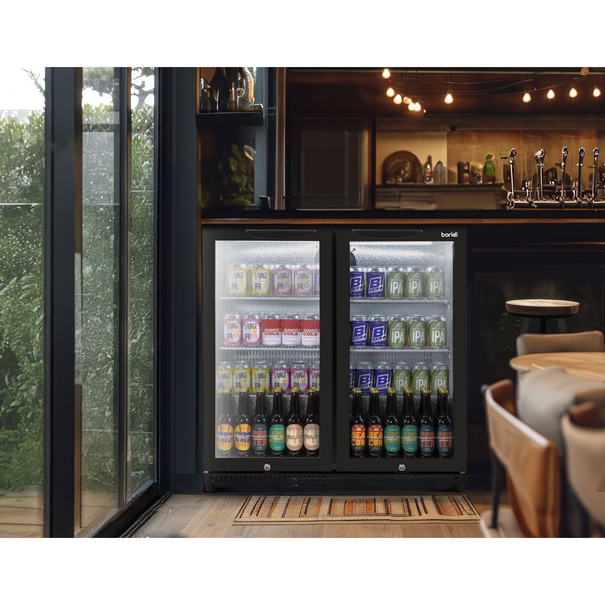 Baridi Hinged Double Door, Back Bar Drinks Fridge/Cooler, 190L Capacity DH272