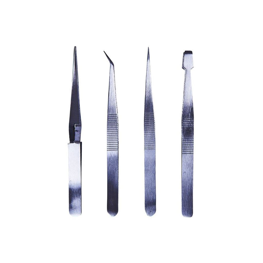 Amtech 4 Piece Precision Tweezer Set (Hobby/Craft/Model Making/Airfix/Jewellery - R0382