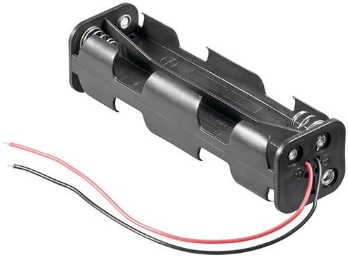 Goobay 8x AA (Mignon) battery holder black Loose cable ends (11741)