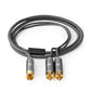 Nedis Subwoofer Cable RCA Male to 2x RCA Male 3m Gun Metal Grey Braided - CATB24000GY30