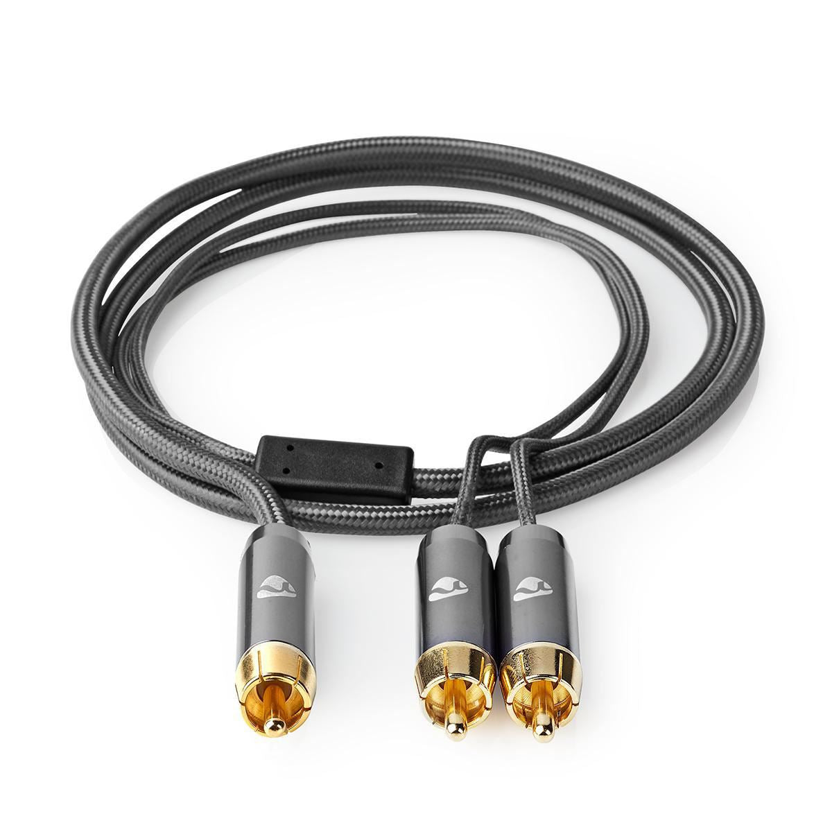 Nedis Subwoofer Cable RCA Male to 2x RCA Male 3m Gun Metal Grey Braided - CATB24000GY30