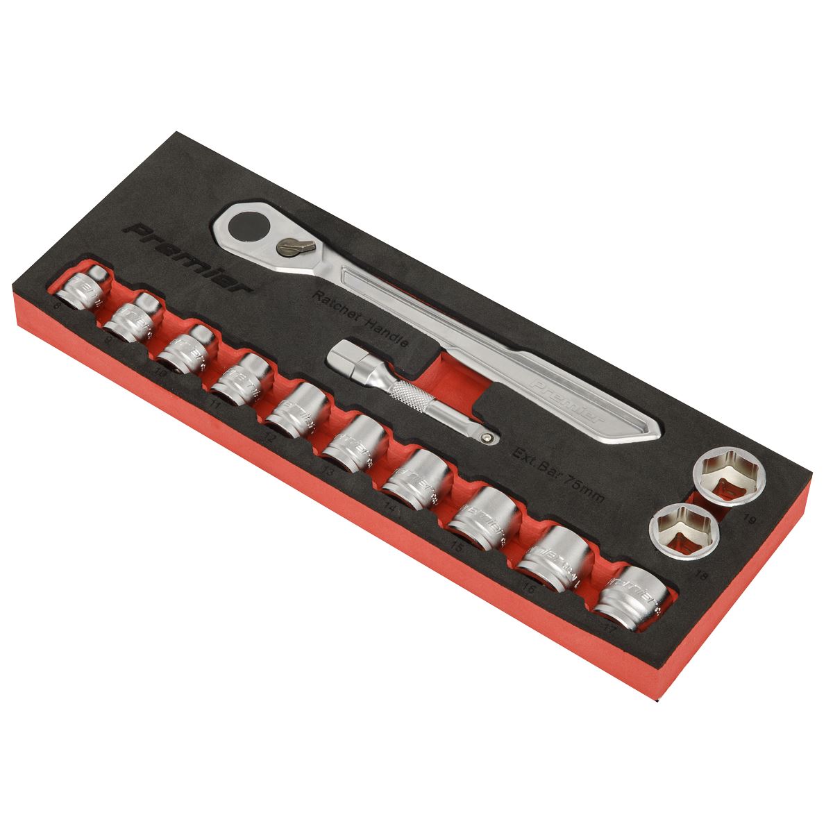 Sealey Low Profile Socket Set 14pc 3/8"Sq Drive Metric - Platinum AK5785