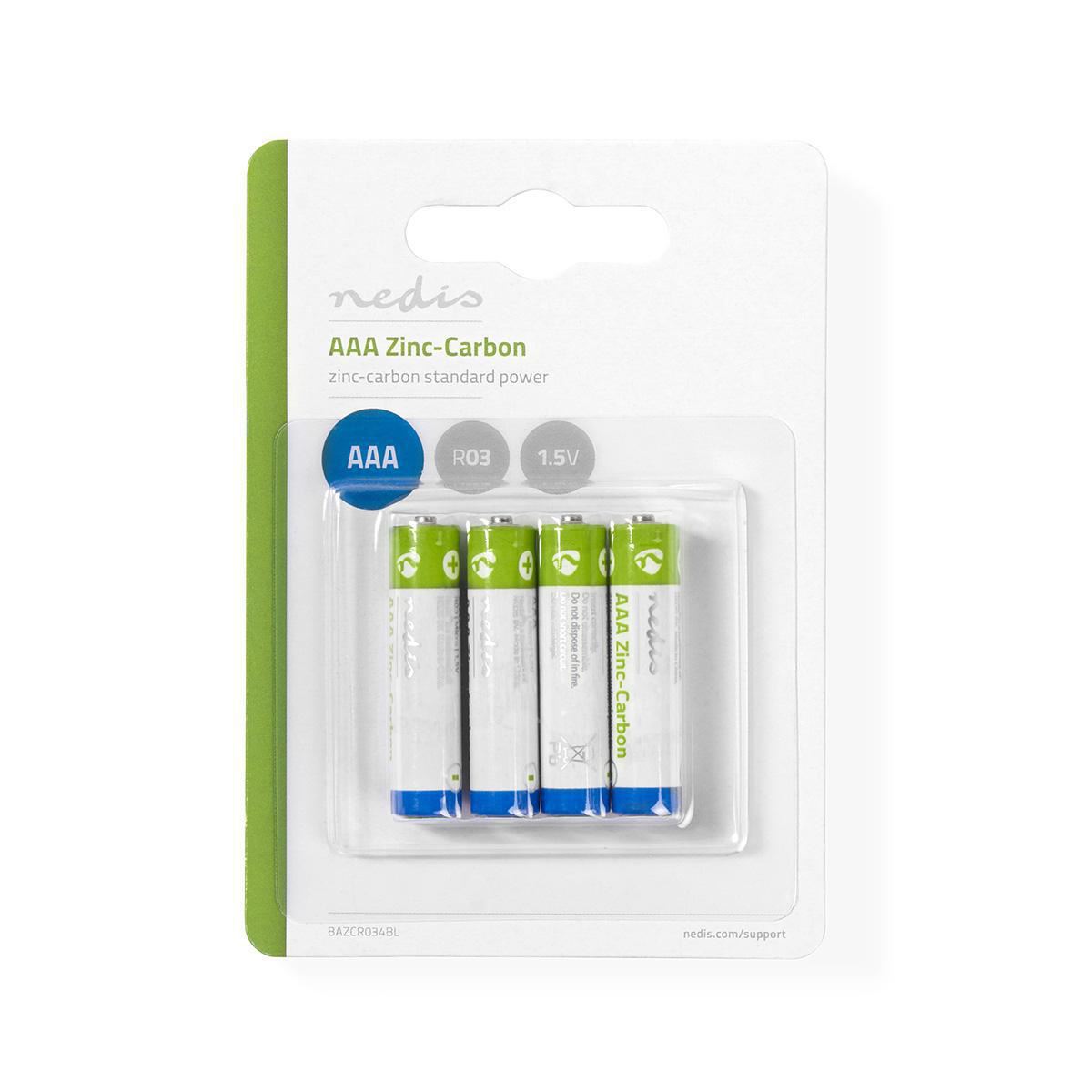 Nedis Zinc-Carbon Battery AAA 1.5V 4 pieces BAZCR034BL