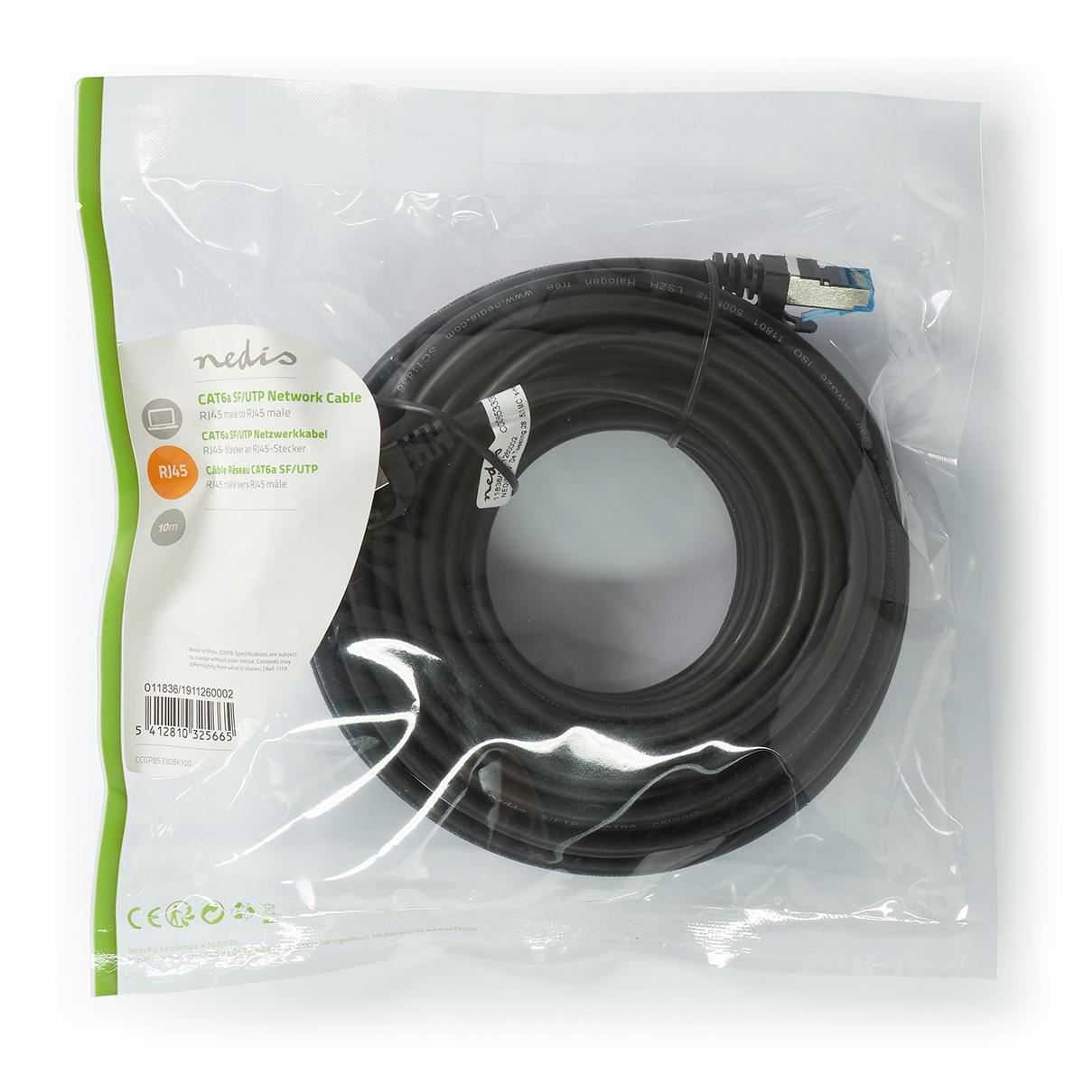 Nedis CAT6a SF/UTP Network Cable RJ45 Male to RJ45 Male 10m Black