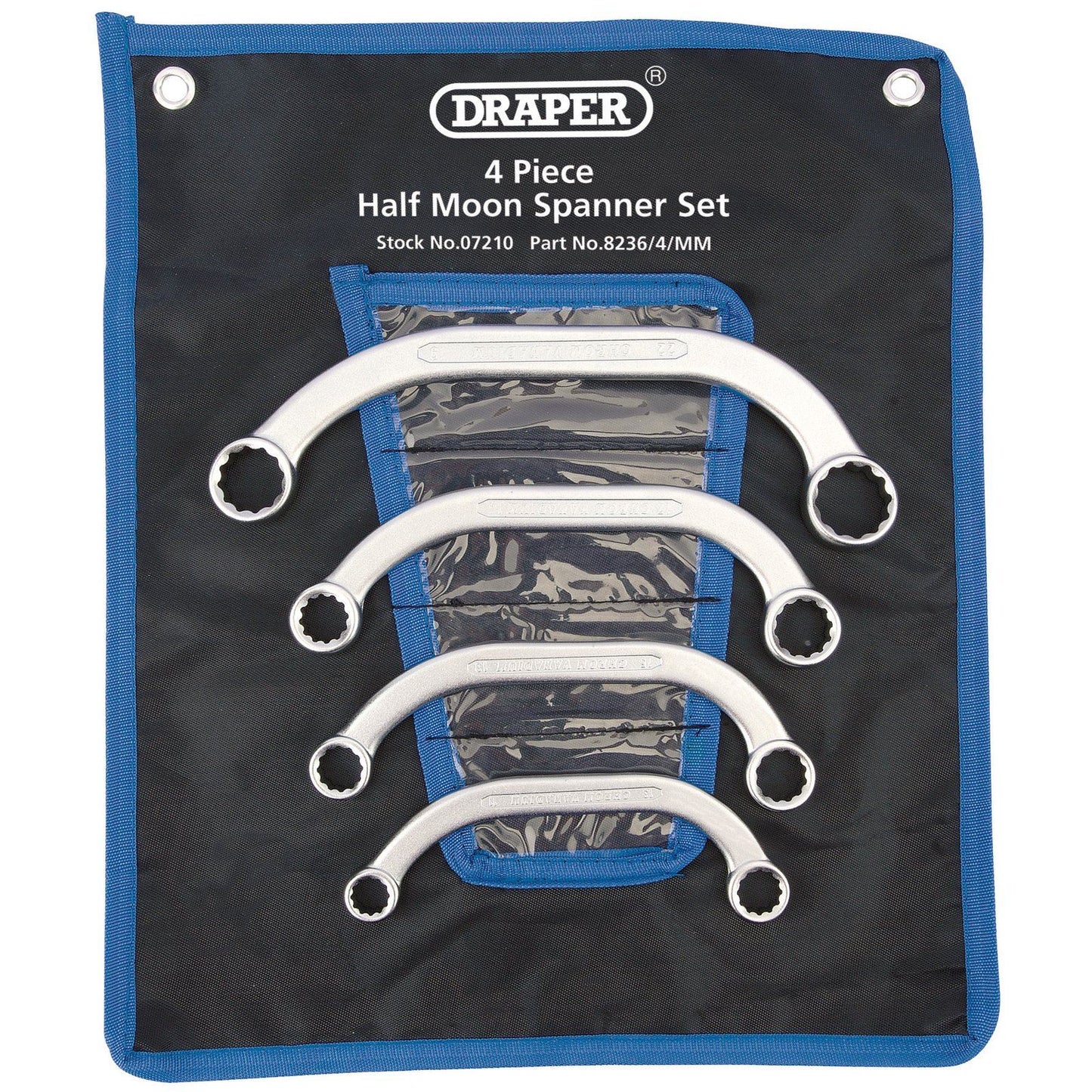 Draper 1x 4 Piece Half Moon (Obstruction) Ring Spanner Set Professional Tool - 07210
