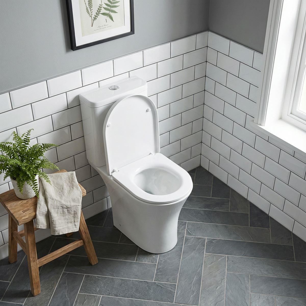 Baridi Close-Coupled Toilet Soft Close Seat, Dual Flush Cistern & Rimless Flush