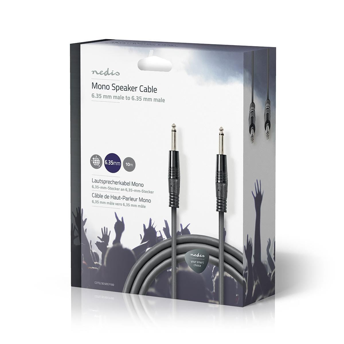 Nedis Mono Speaker Cable 6.35mm Male to 6.35mm Male 10m Grey COTG23050GY100