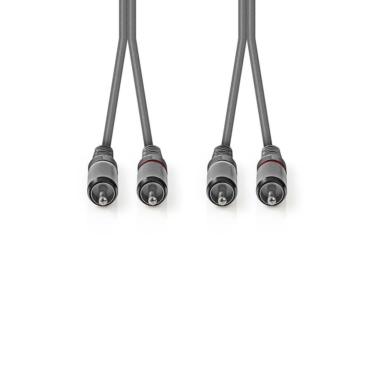 Nedis Stereo Audio Cable 2x RCA Male to 2x RCA Male 3m Grey COTH24200GY30