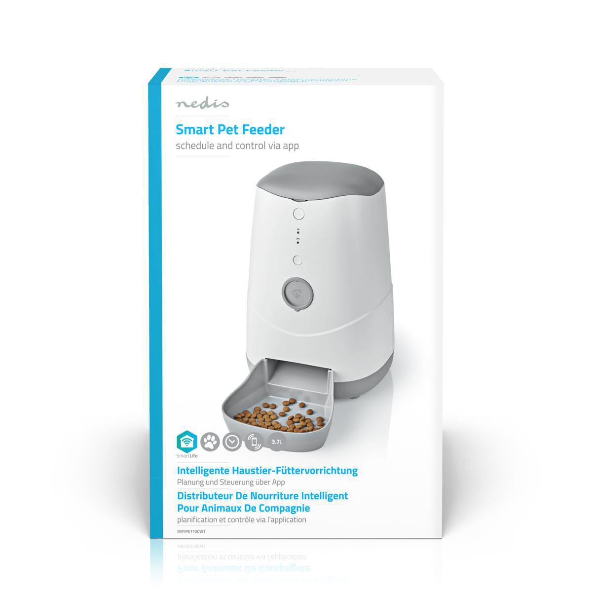 Nedis Wifi Smart Pet Food Dispenser 3.7Ltr Dry Food Store - WIFIPET10CWT