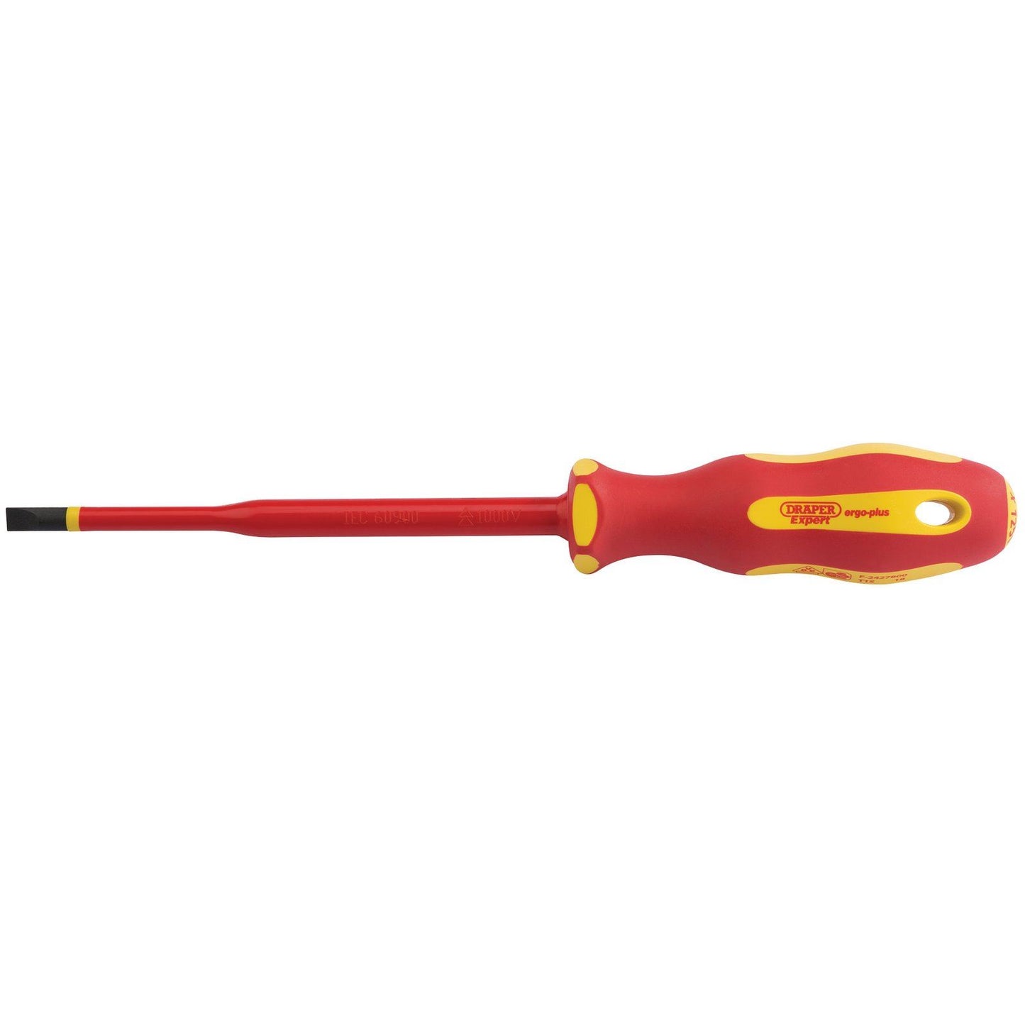 Draper Ergo Plus Slimline Plain Slot VDE Screwdriver (5.5mm x 125mm) - 02161