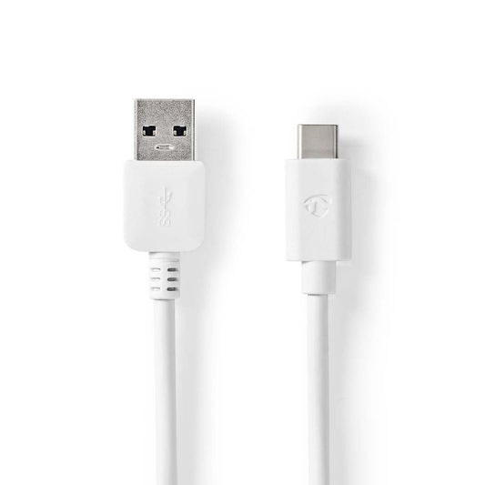 USB Cable USB 3.2 Gen 1 USB-A Male USB-C Male 60W 5 Gbps Nickel Plated 1m White