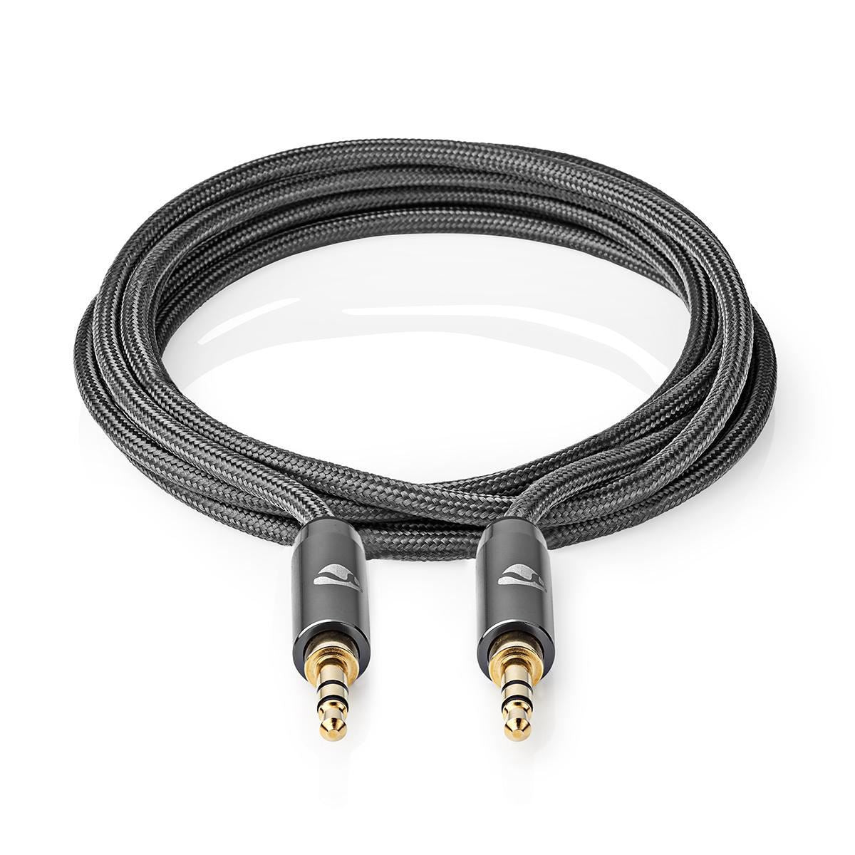 5m Stereo Audio Cable 3.5mm Male to 3.5mm Male Gun Metal Grey Braided Cable - CATB22000GY50